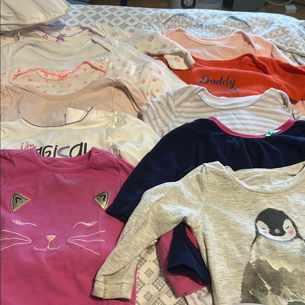 8 Long Sleeve Baby Onesies and 4 Long Sleeve Tees Set - 6-12 months